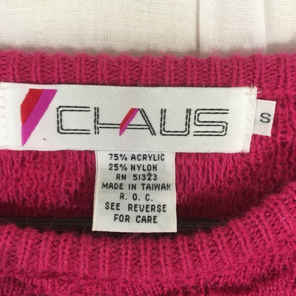 Vintage 80s Chaus Sleeveless Knit Sweater Hot Pink - Picture 13 of 14